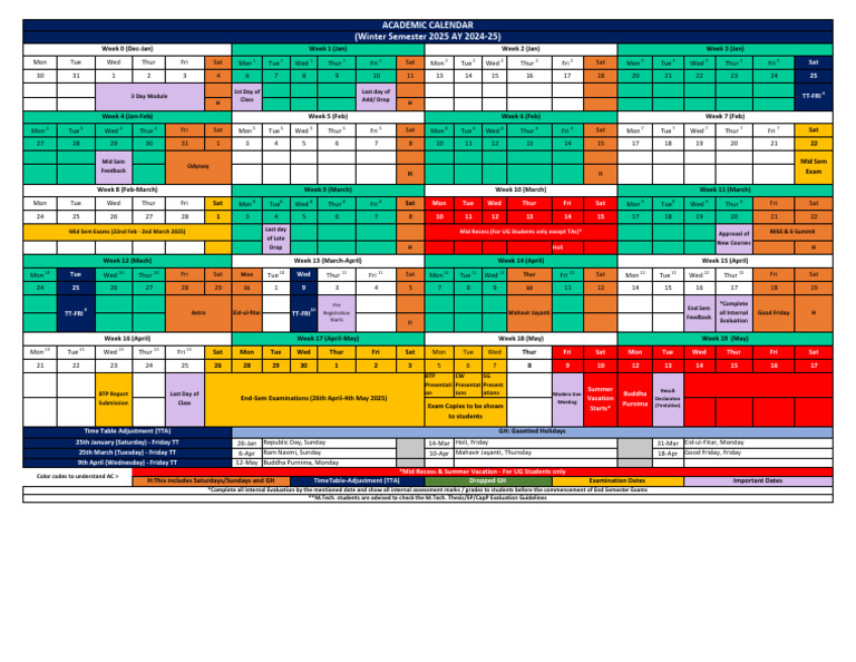 Academic Calendar - Winter Semester 2025 AY 2024-25 V3 | PDF ...
