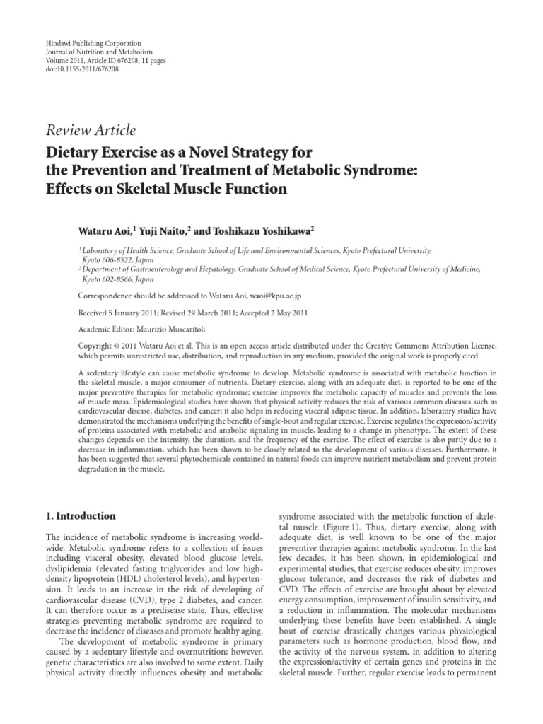 Dietary and Excercise On Metabolic Syndrome | PDF | Metabolic Syndrome ...