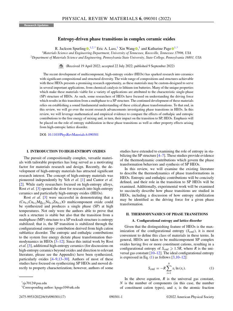 2022-Entropy-Driven Phase Transitions in Complex Ceramic Oxides | PDF ...