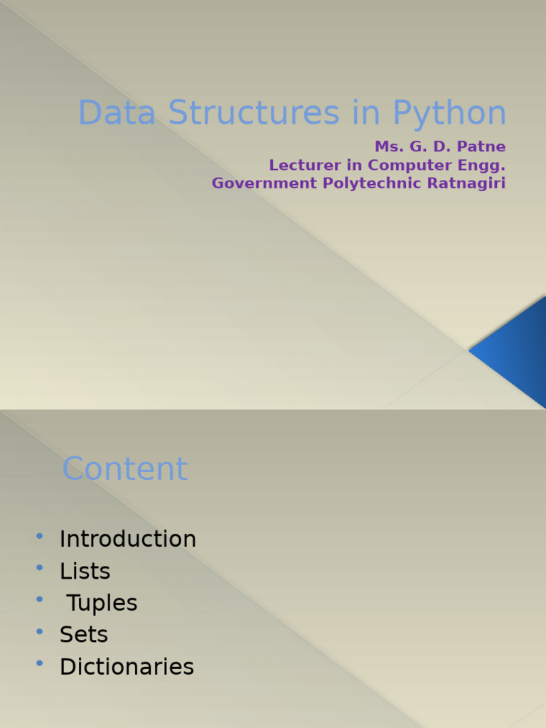 Python Data Structures Overview | PDF | Computer Programming | Software ...