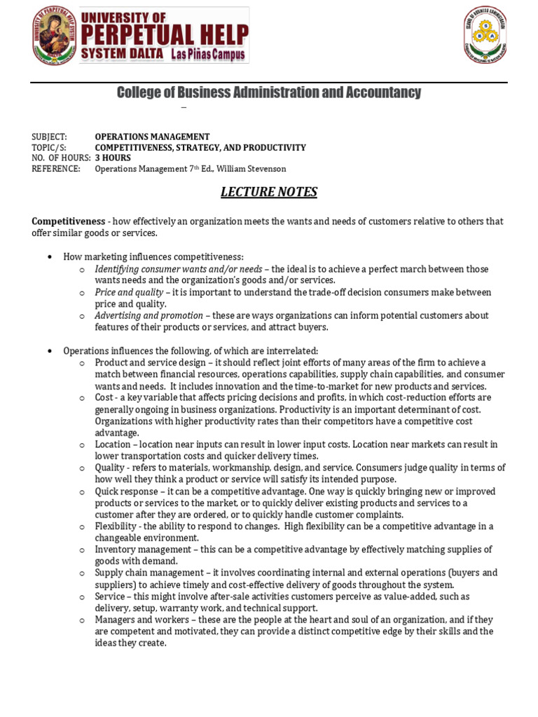 Module2 Competitiveness Strategy And Productivity Pdf Strategic