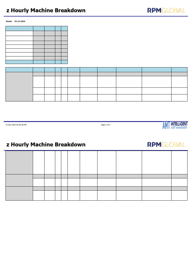 Hourly Machine Breakdown Report | PDF | Vehicles | Motor Vehicle