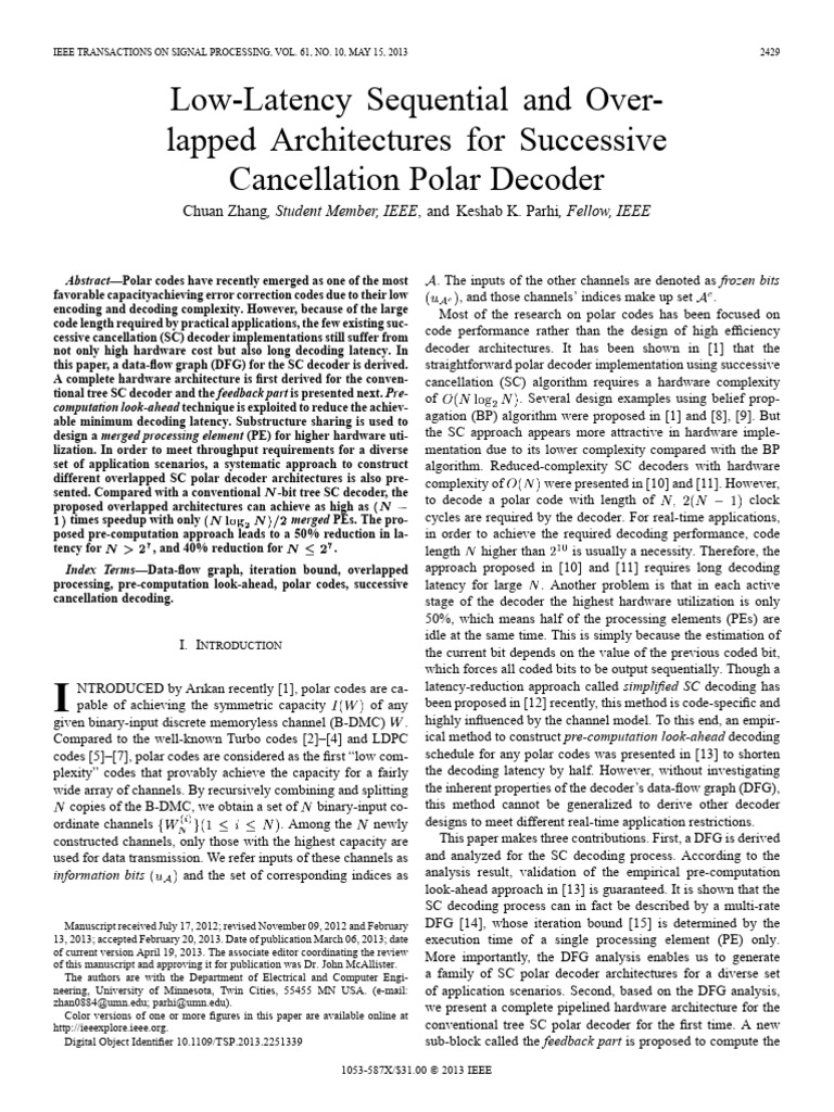 Low-Latency SC Polar Decoder Design | PDF | Logarithm | Algorithms