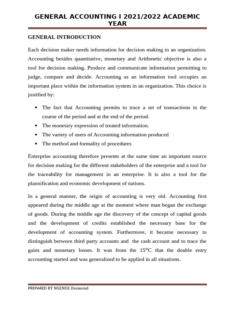 General Accounting Overview 2021/2022 | PDF | Debits And Credits | Banks