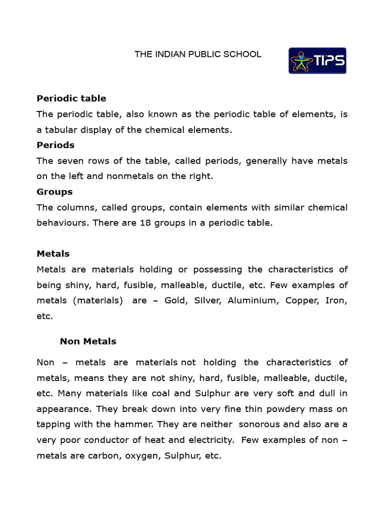 Overview of the Periodic Table Elements | PDF