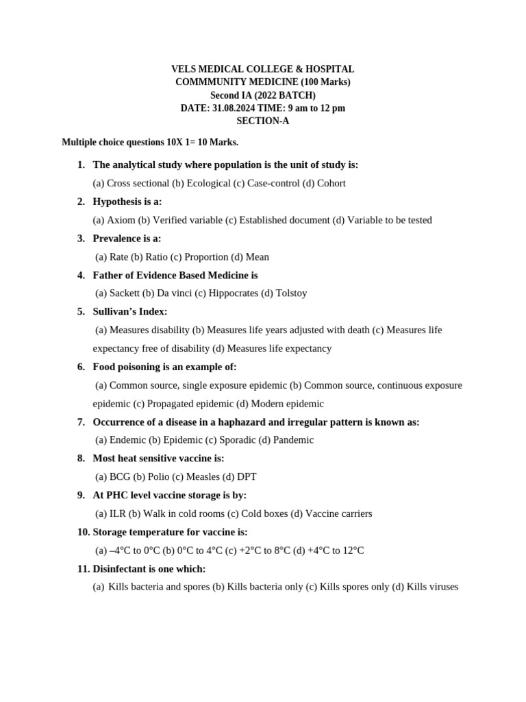 Internal Assessment | PDF | Epidemics | Vitamin D