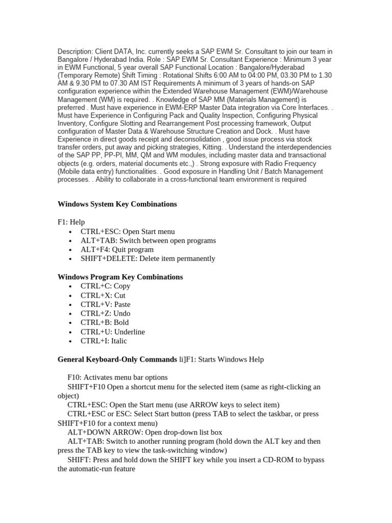 SAP EWM Sr. Consultant Job in India | PDF | Window (Computing ...