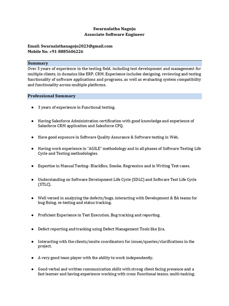 Swarnalatha CV | PDF | Software Testing | Software Development Process