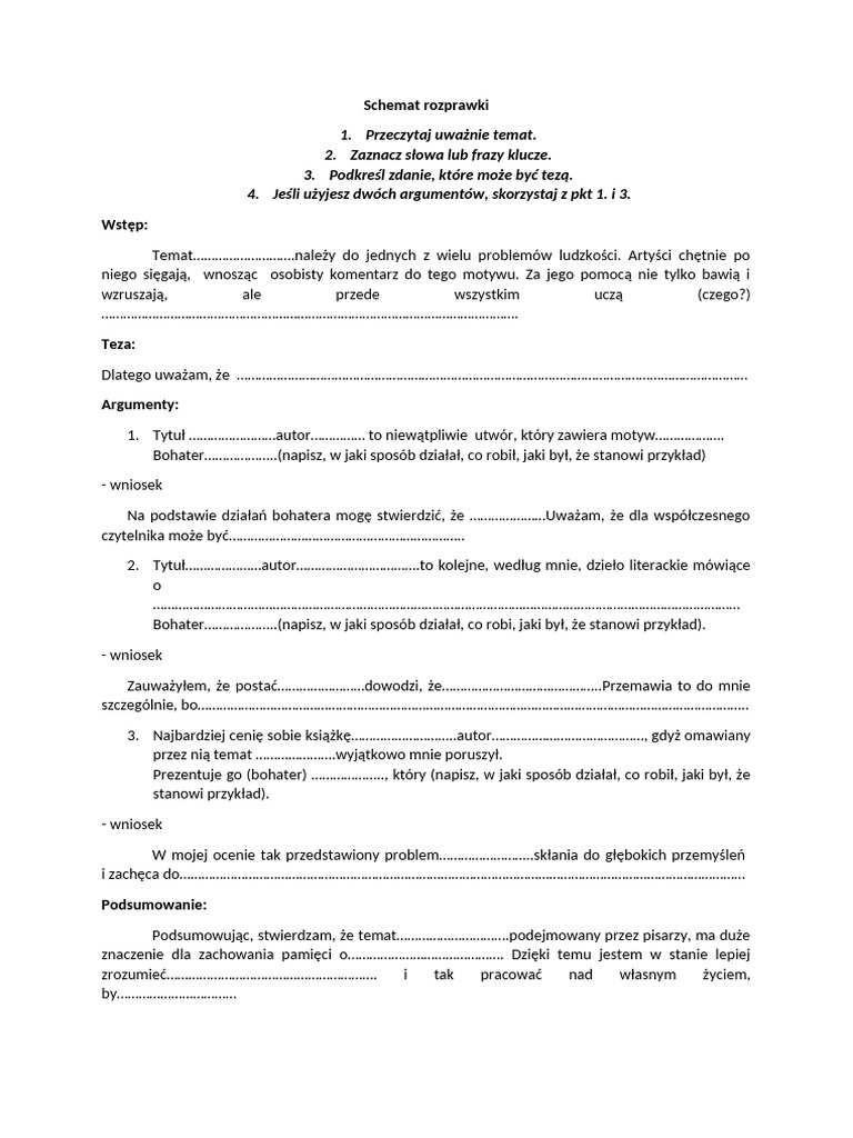 Schemat Rozprawki | PDF