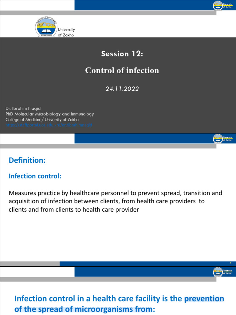S13-L1 Control of Infection | PDF | Infection | Hospital Acquired Infection