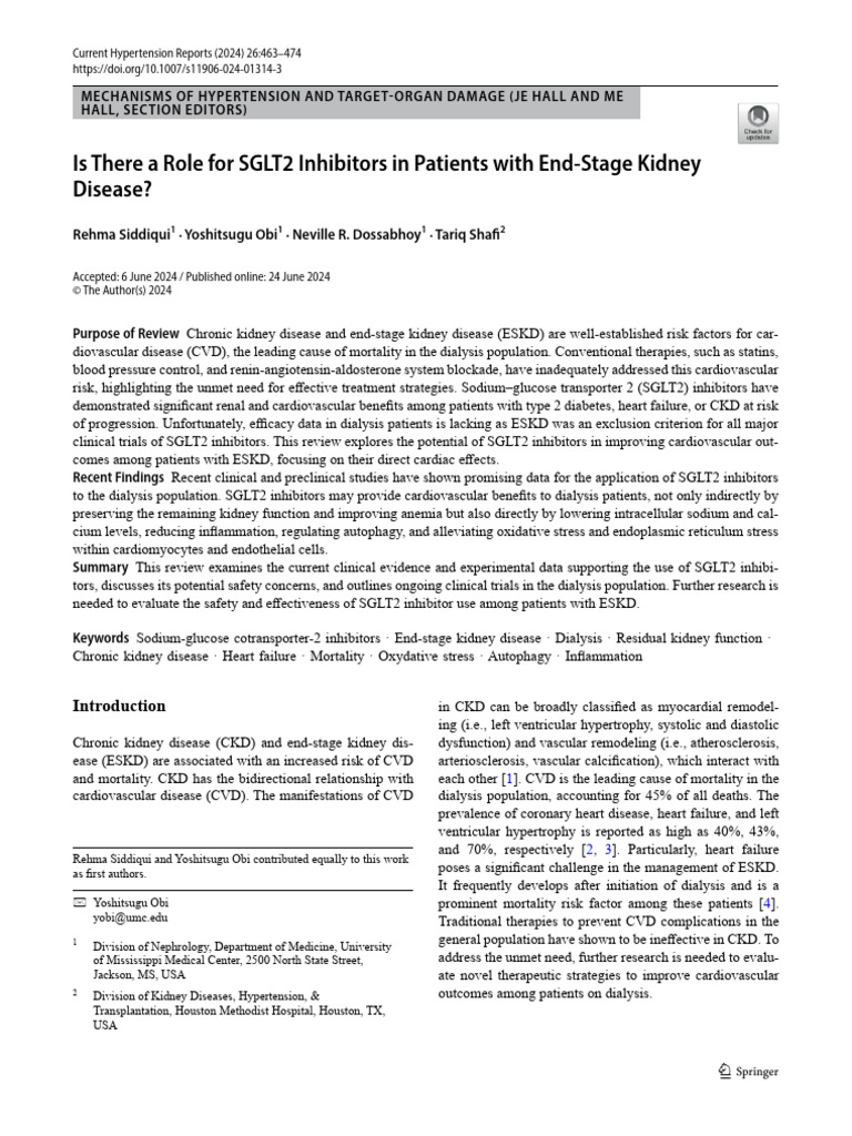 Is There A Role For SGLT2 Inhibitors in Patients With End-Stage Kidney ...