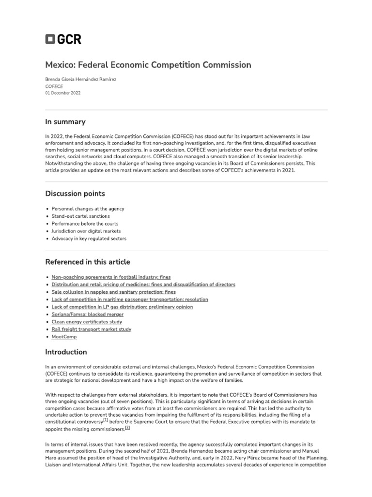 Mexico, Federal Economic Competition Commission | PDF