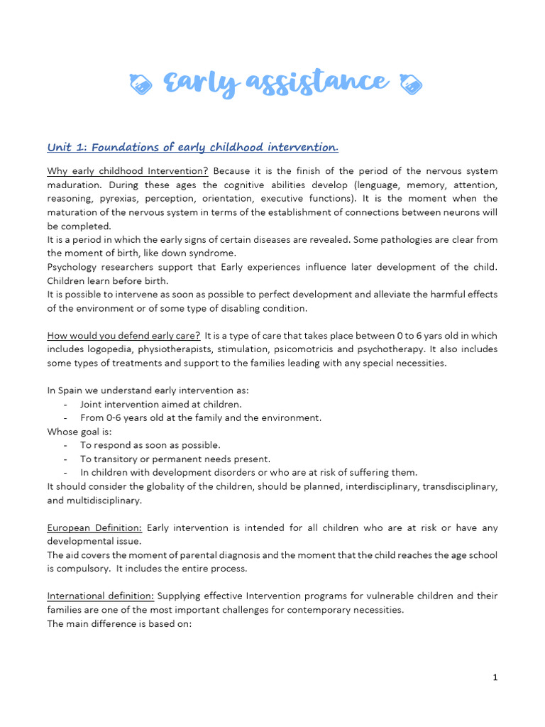 Early Childhood Intervention Overview | PDF | Mental Disorder | Pediatrics