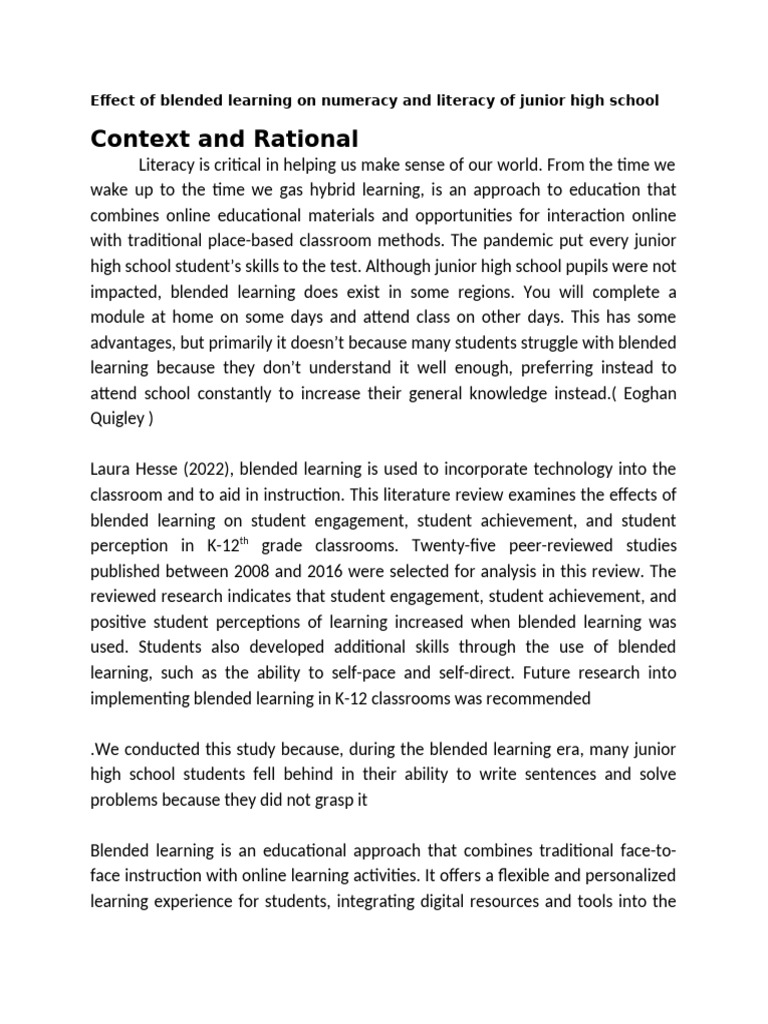 Blended Learning Impact on Junior High Skills | PDF | Educational ...