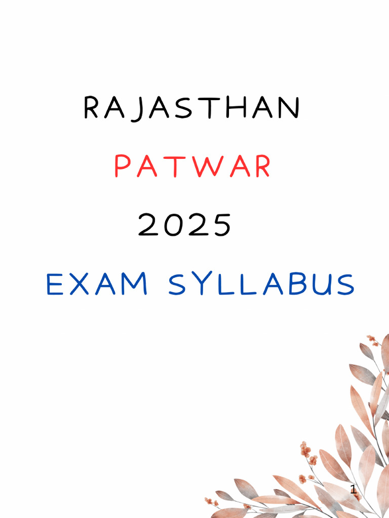 SYLLABUS - Patwar 2025 | PDF
