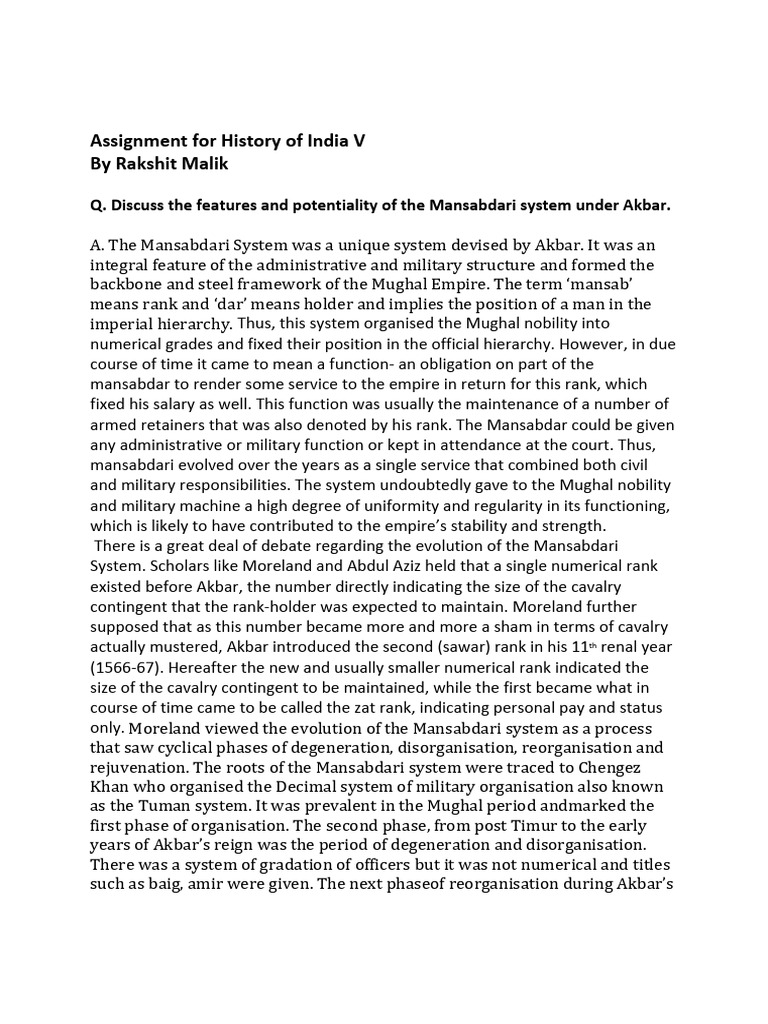 The Mansabdari Under Akbar.pdf | PDF