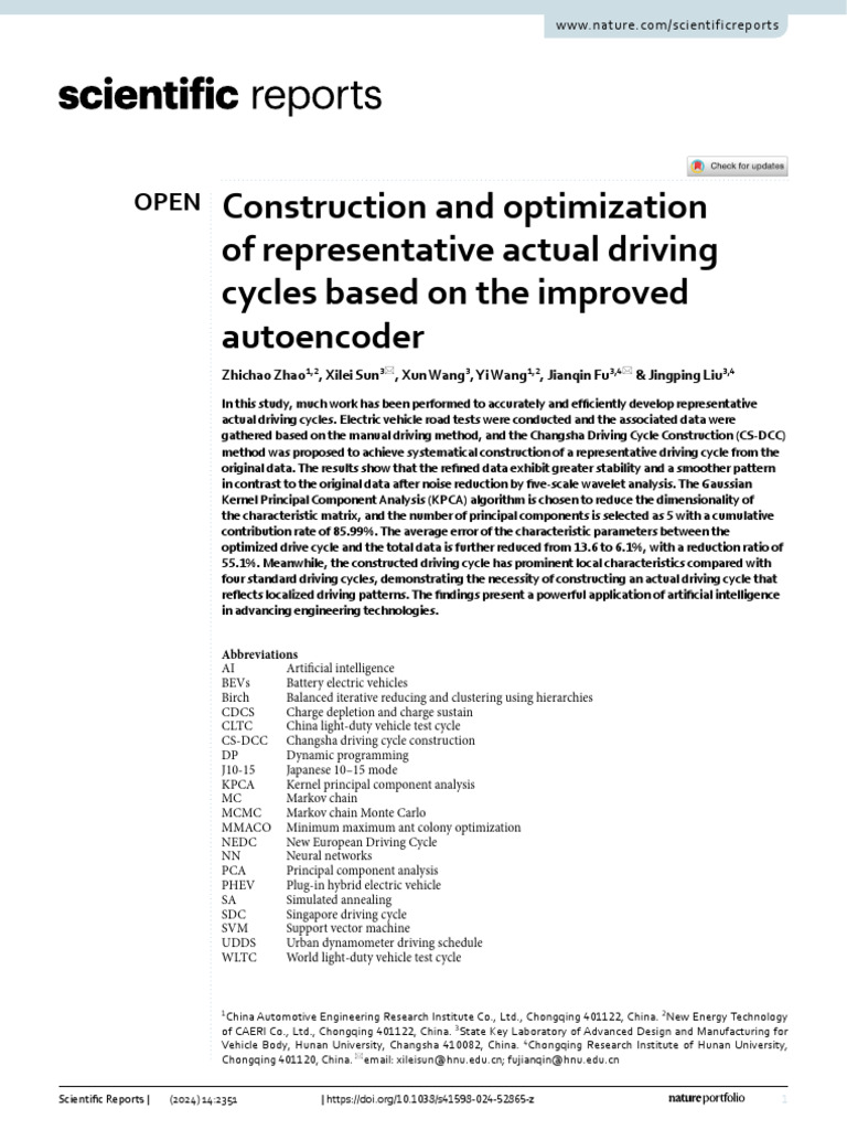 Optimizing Driving Cycles for EVs | PDF | Principal Component Analysis ...