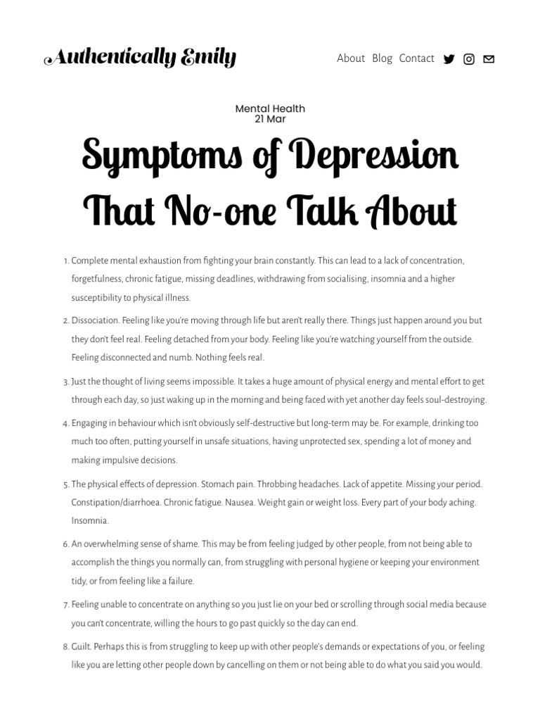 Symptoms of Depression That NoOne Talk About Authentically Emily