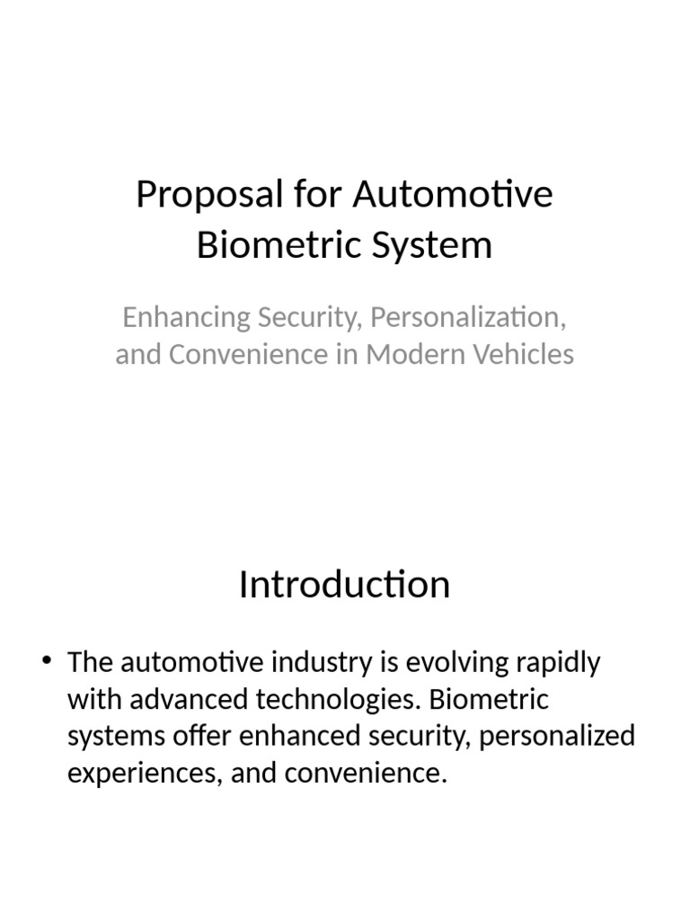 Automotive Biometric System Proposal | PDF