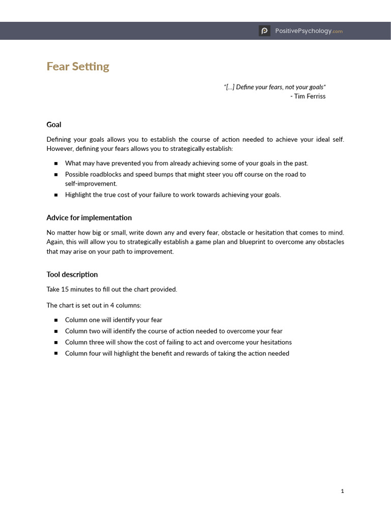 Fear Setting Pdf