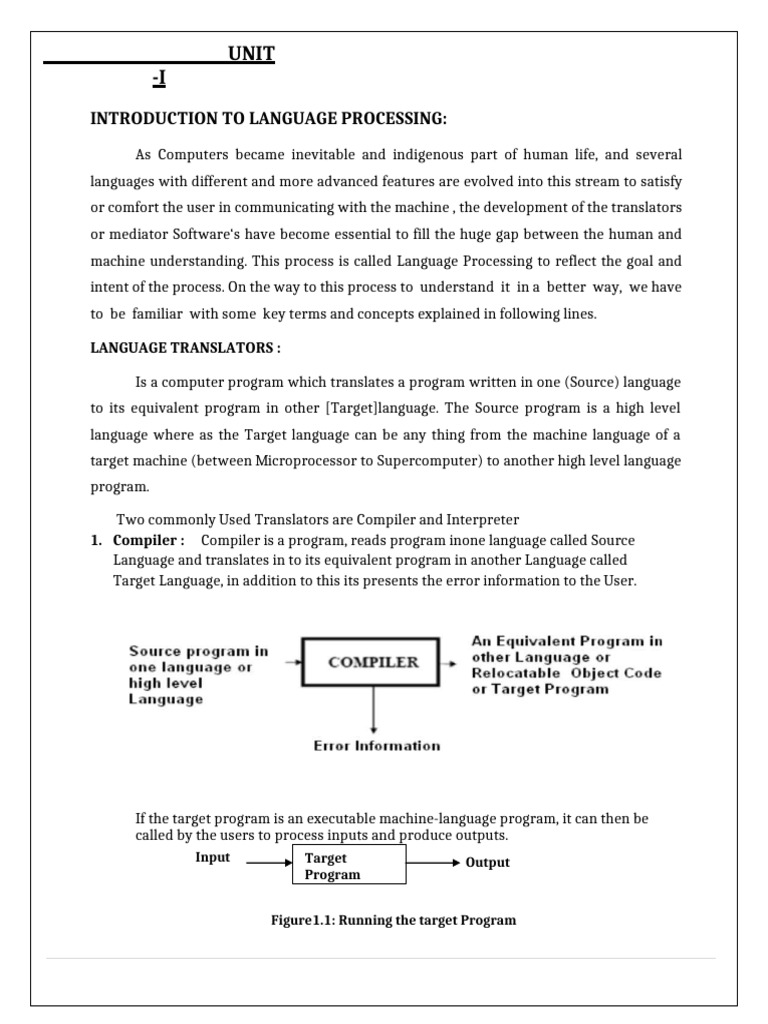 Unit I Cd Pdf Compiler Parsing