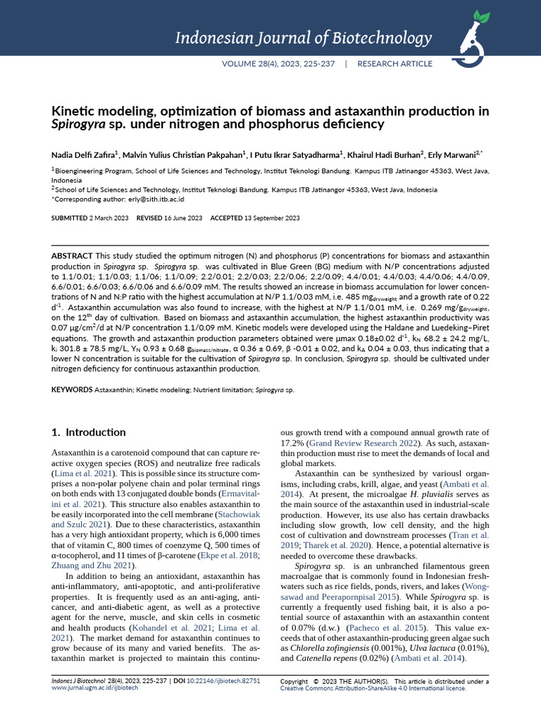 Kinetic Modeling Optimization of Biomass and Astax | PDF | High ...