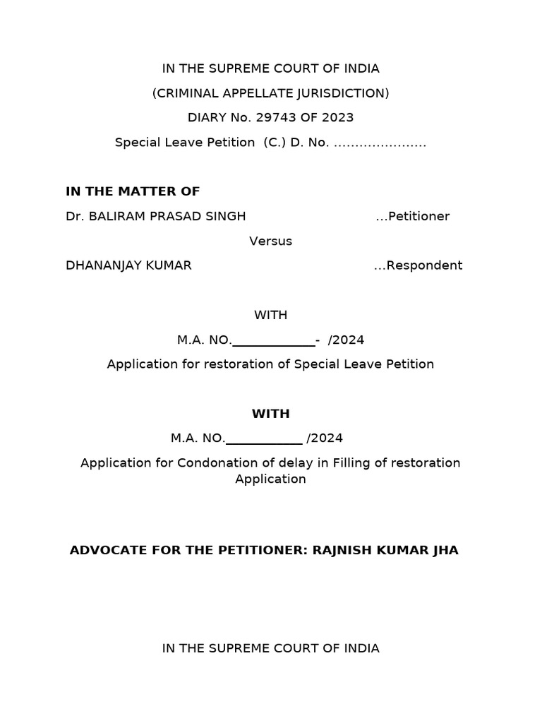 Restoration Application | PDF | Affidavit | Public Law