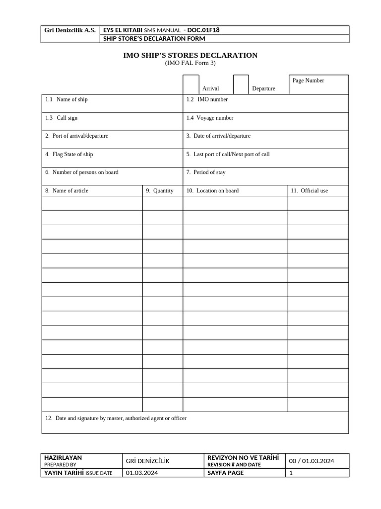 Ship Store Declaration Form Guide | PDF