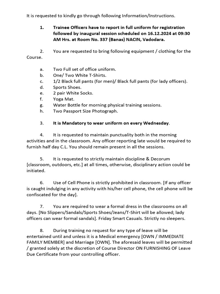 Instructions For Inspectore | PDF