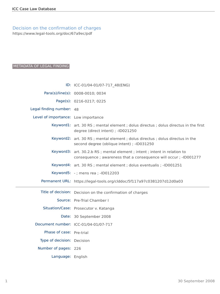 Icc-01 04-01 07-717 48 (Eng) | PDF | Intention (Criminal Law) | Mens Rea