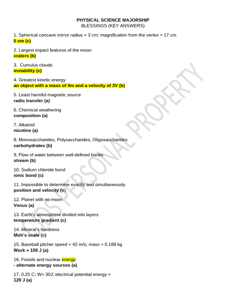 Physical Science Majorship | PDF | Earth | Sun