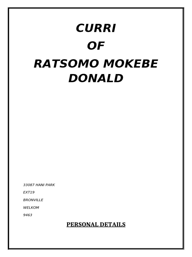 Personal Profile of Donald Ratsomo | PDF