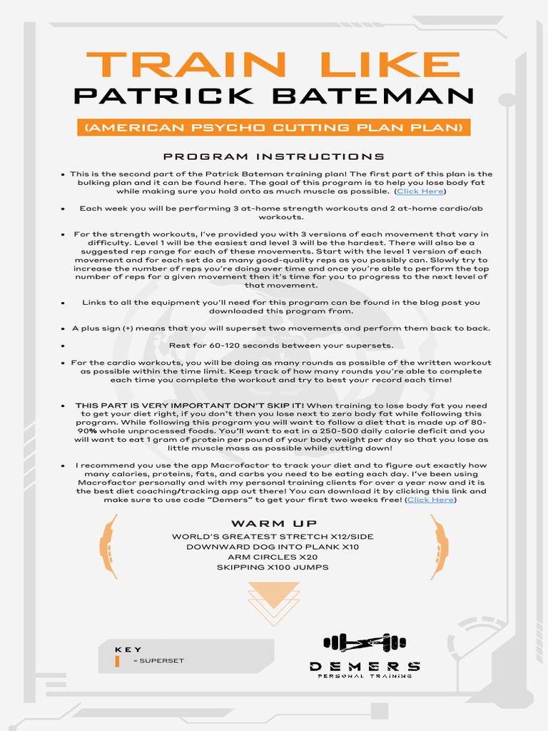 Patrick Bateman's Fat Loss Workout Plan | PDF | Dieting | Strength Training