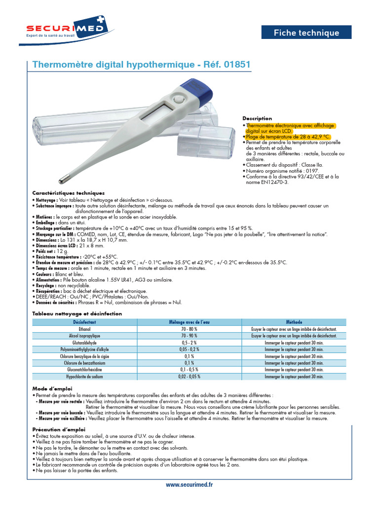 SEFR TDS 0124 STD - Lang.all | PDF | Thermomètre | Déchets électroniques