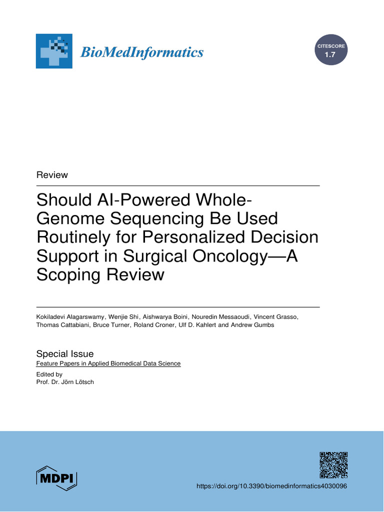 AI in Whole-Genome Sequencing for Oncology | PDF | Dna Sequencing ...