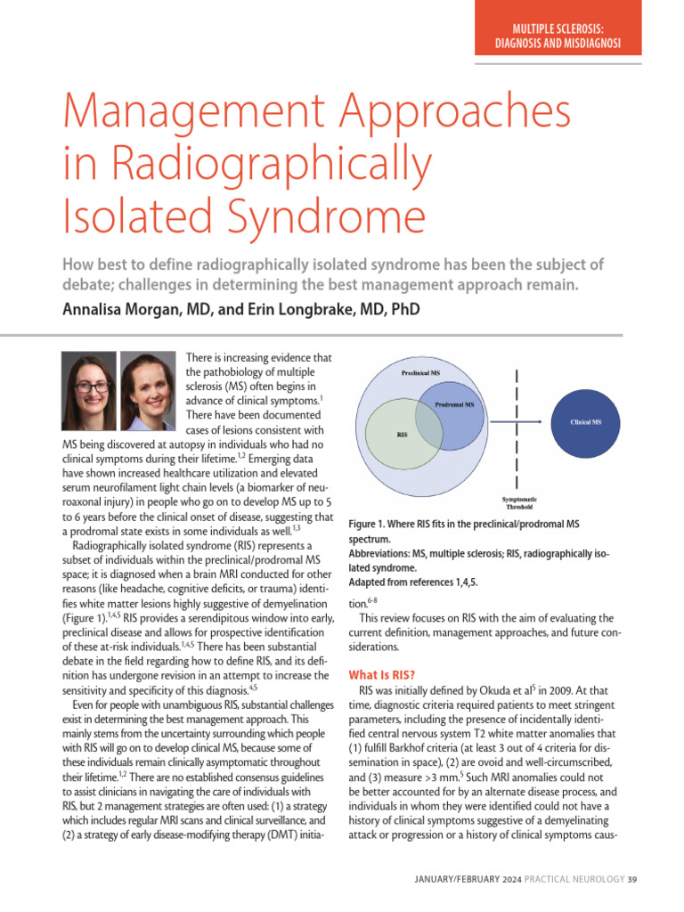 Managing Radiographically Isolated Syndrome | PDF | Multiple Sclerosis ...