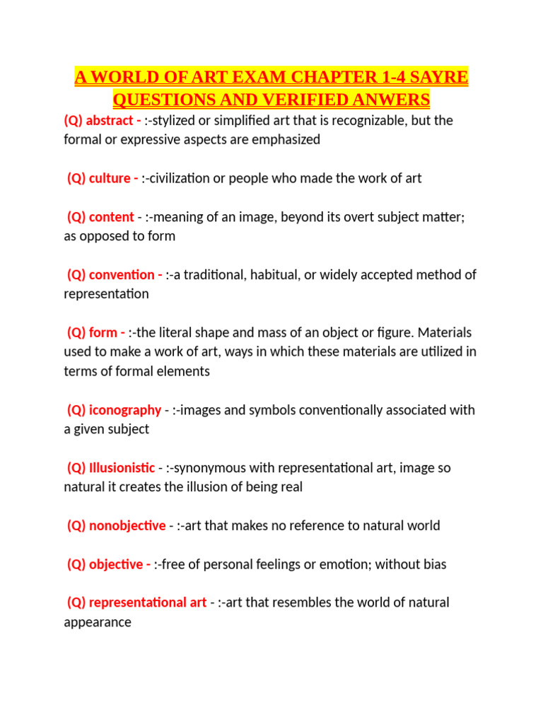 A World of Art Exam Chapter 1 | PDF | Composition (Visual Arts ...