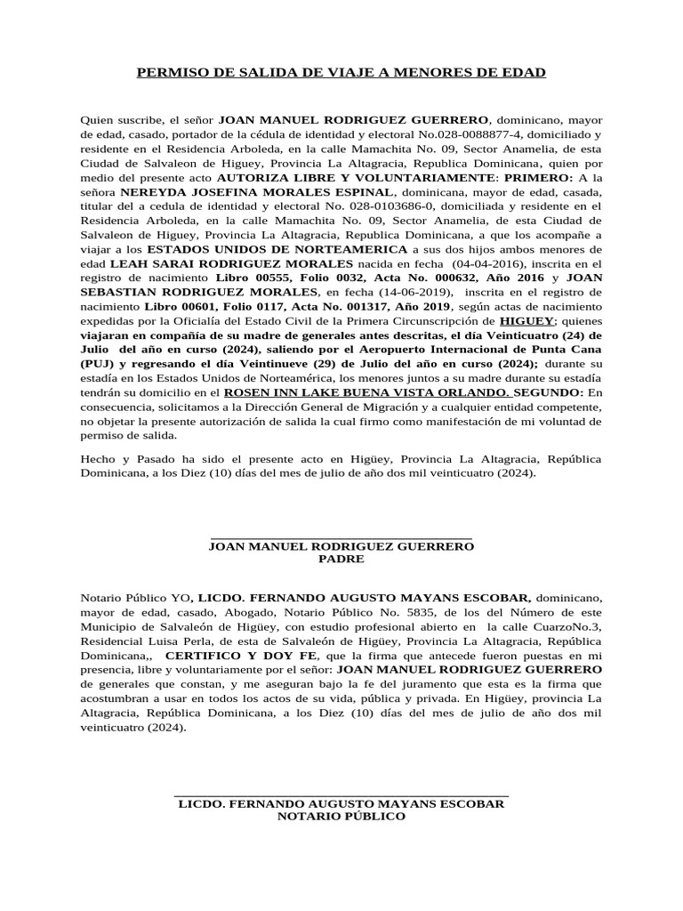Permiso de Viaje para Menores en RD | PDF | Gobierno
