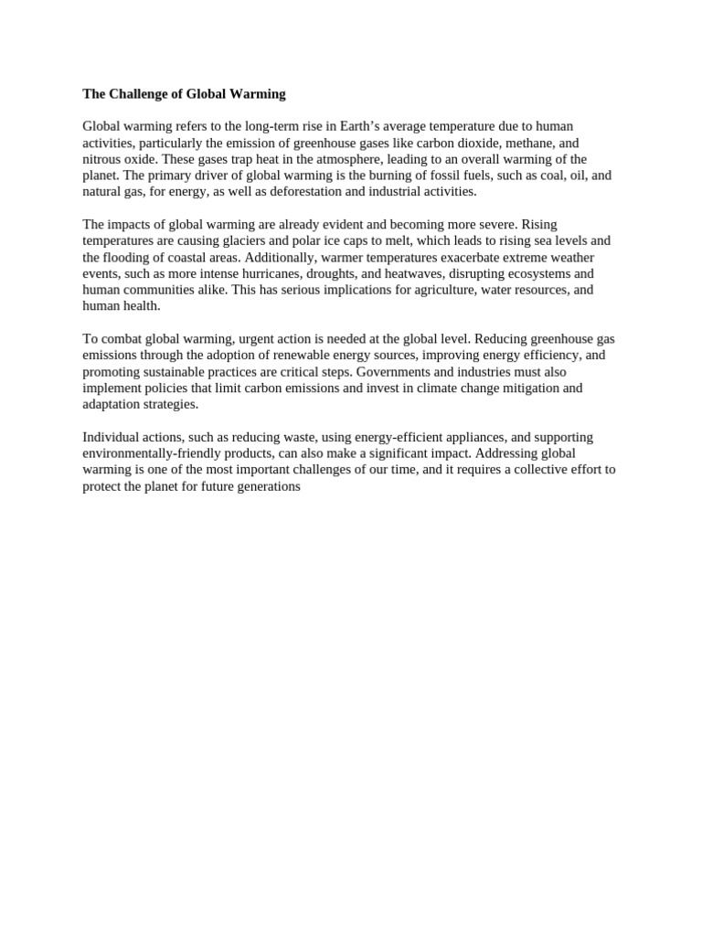 The Challenge of Global Warming | PDF