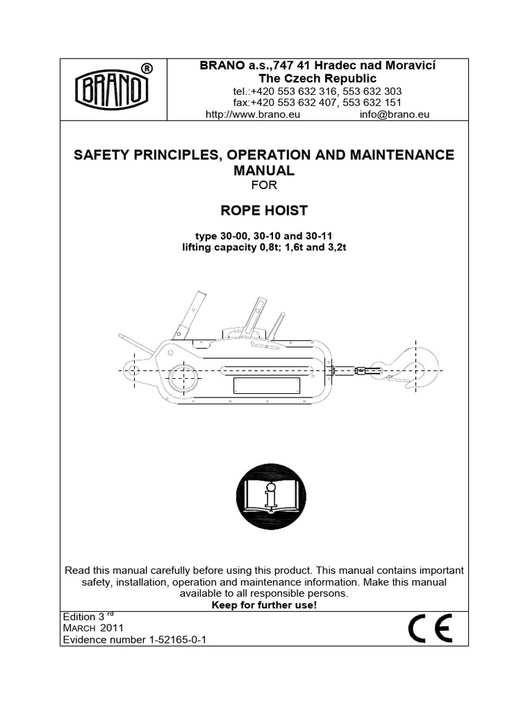 Rope Hoist Operation & Maintenance Manual | PDF | Rope | Safety