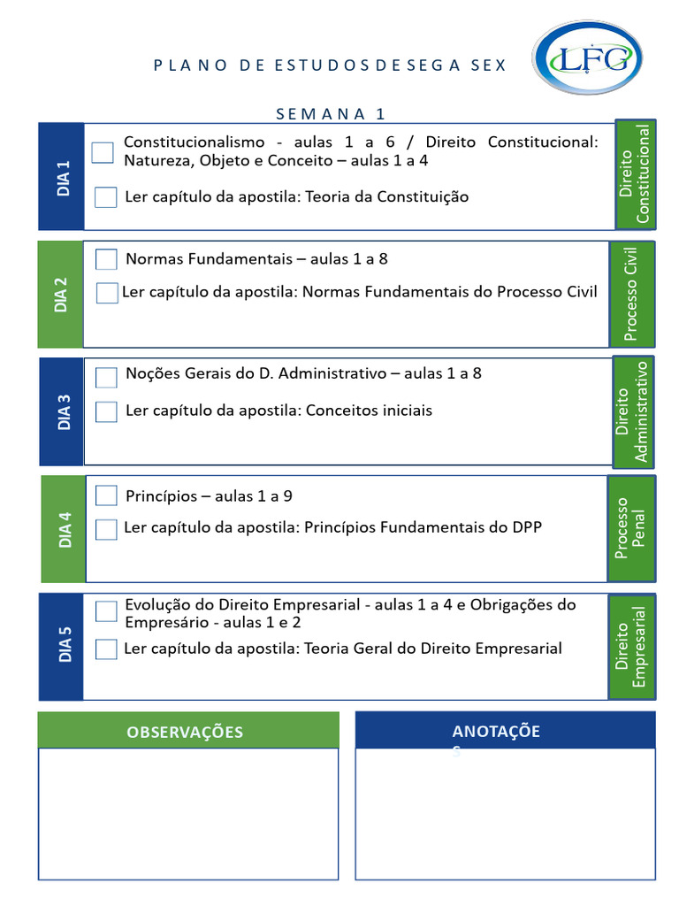 Cronograma de Estudos de Direito 2023 | PDF | Processo civil | Direito ...