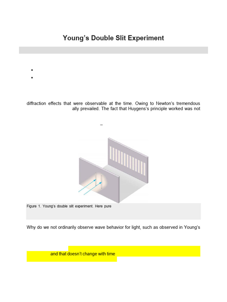 Young's Double-Slite Experiment | PDF | Wavelength | Diffraction