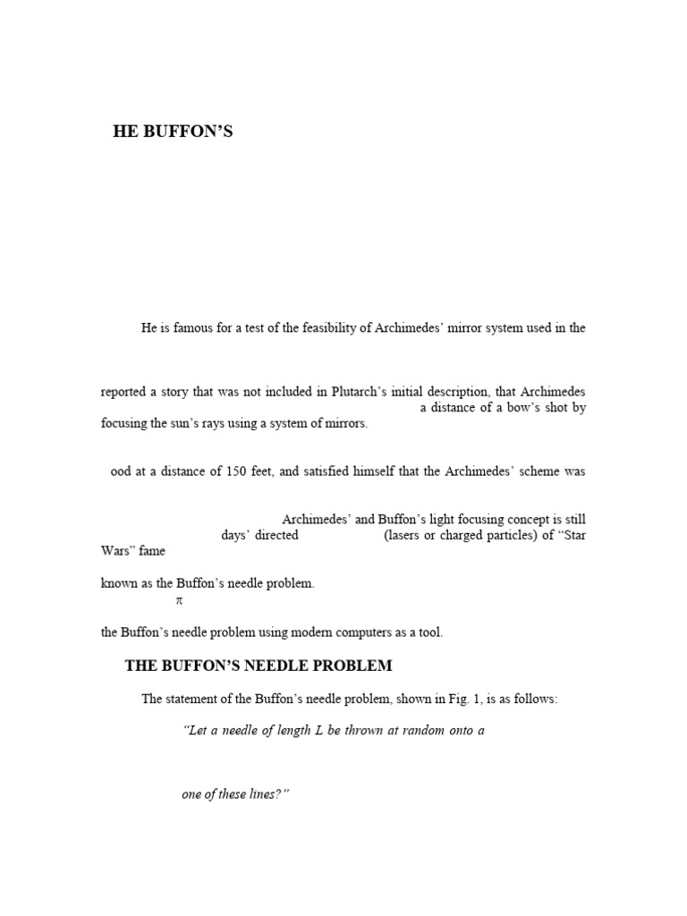 Buffon's Needle Problem and Monte Carlo Method | PDF