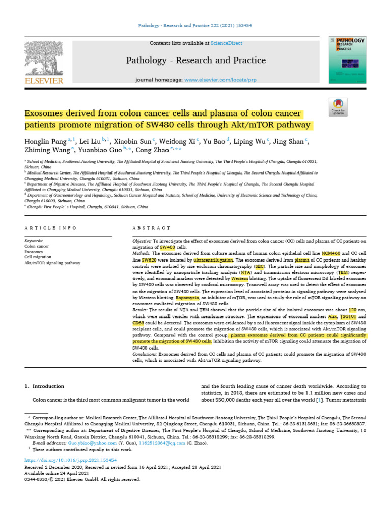 14 - Exosomes Derived From Colon Cancer Cells and Plasma of Colon ...