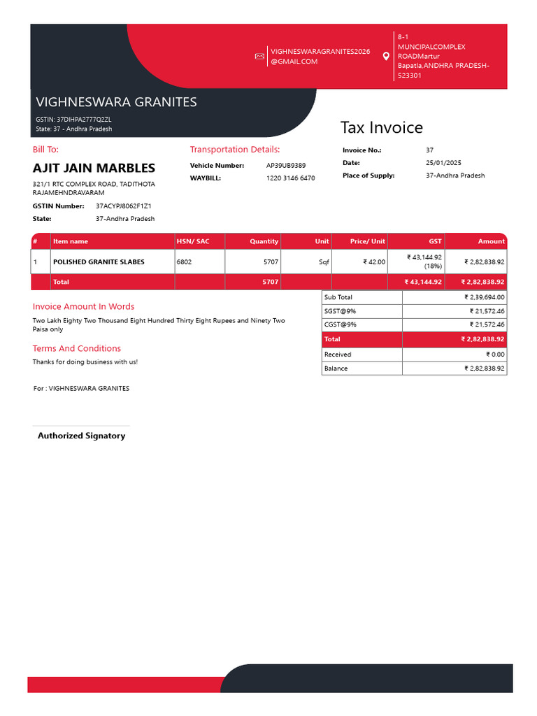 Tax Invoice_37_25_01_25 | PDF | Rupee | Currency
