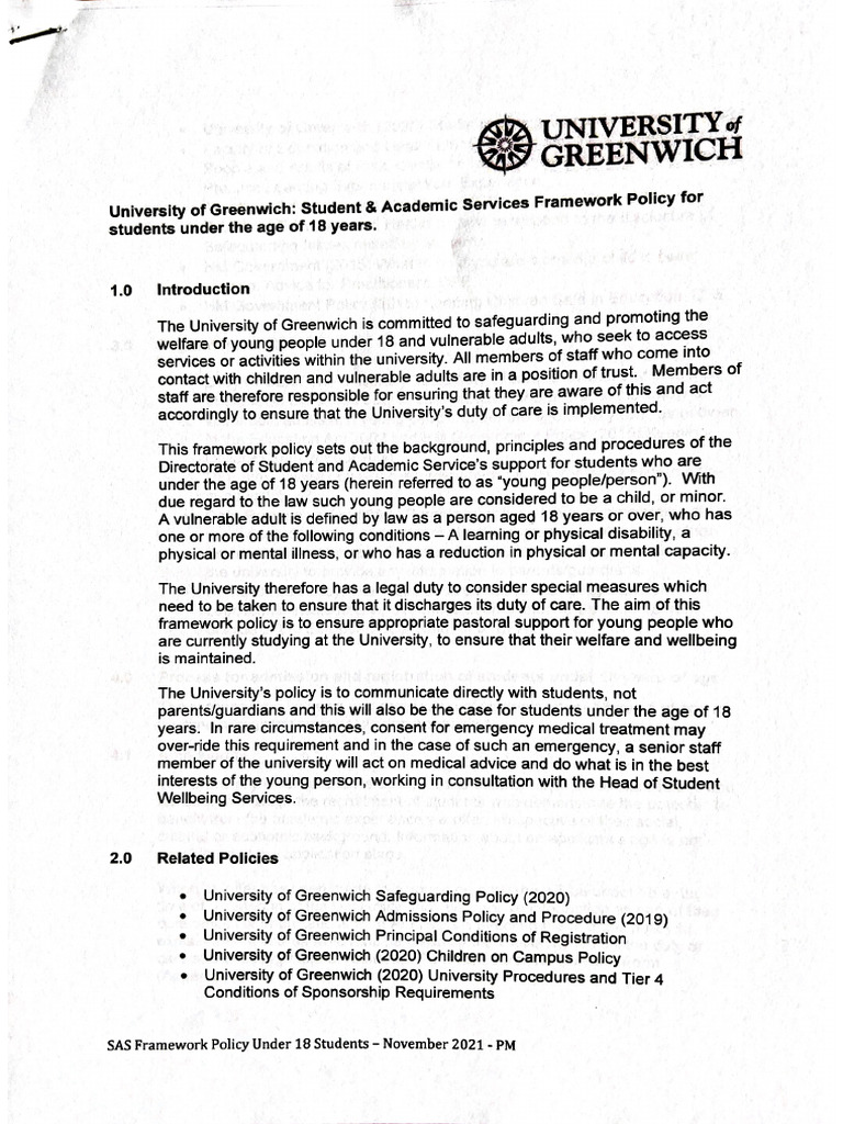 Under 18 Policy | PDF