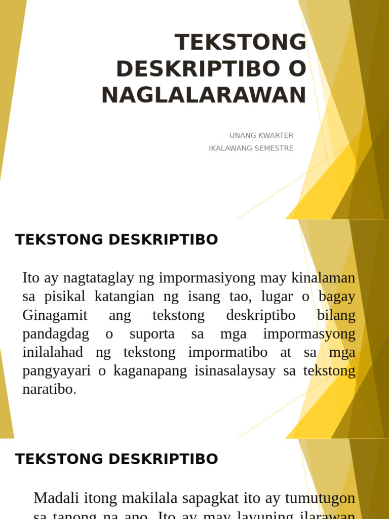 Module 3 Tekstong Deskriptibo o Naglalarawan 1 | PDF