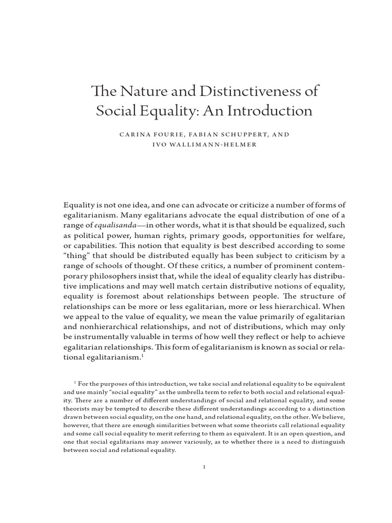 The Nature and Distinctiveness of Social Equality: An Introduction ...