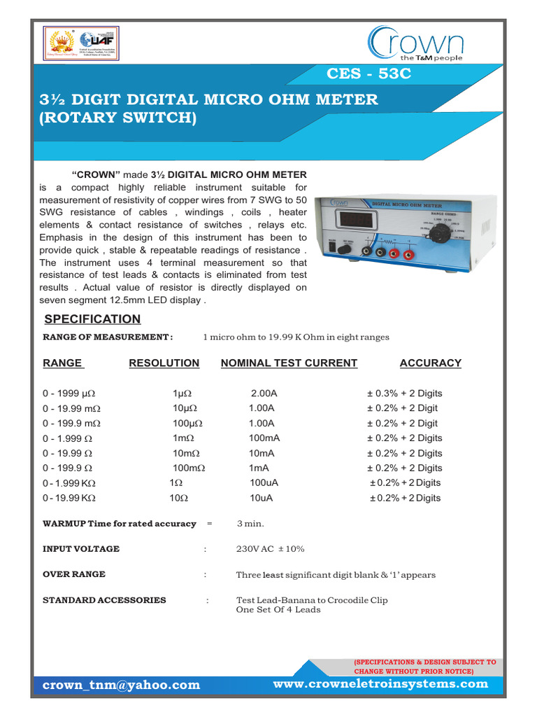 3½ Digit Digital Micro Ohm Meter | PDF