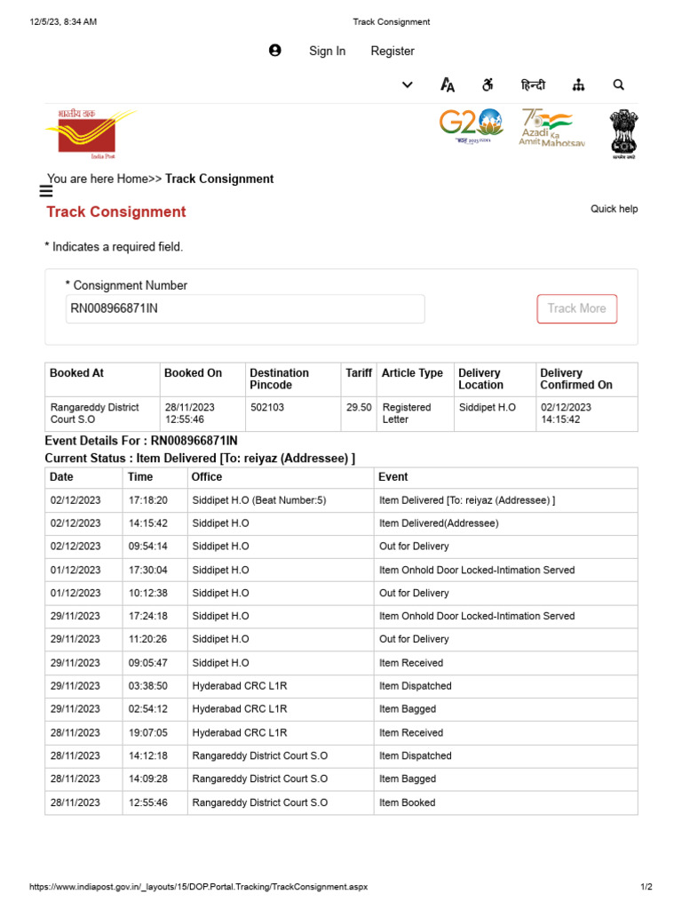 Balakishan Rao Track Report | PDF